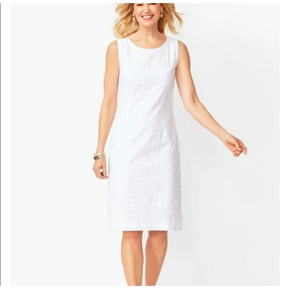 NEW Talbots Embroidered Eyelet Sheath Sleeveless White Dress sz 6P - Picture 16 of 16